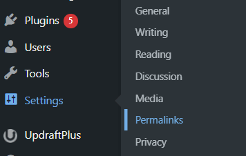 wordpress setting permalinks to settings
