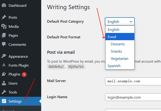 blog post writing settings