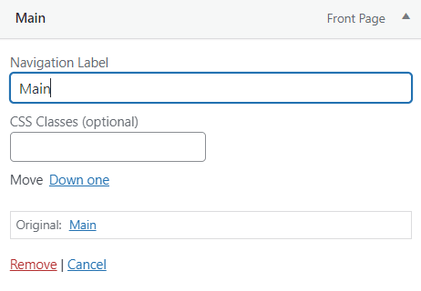 how to create menu in wordpress change label