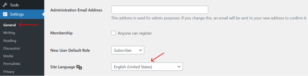 multilingual wordpress website site language