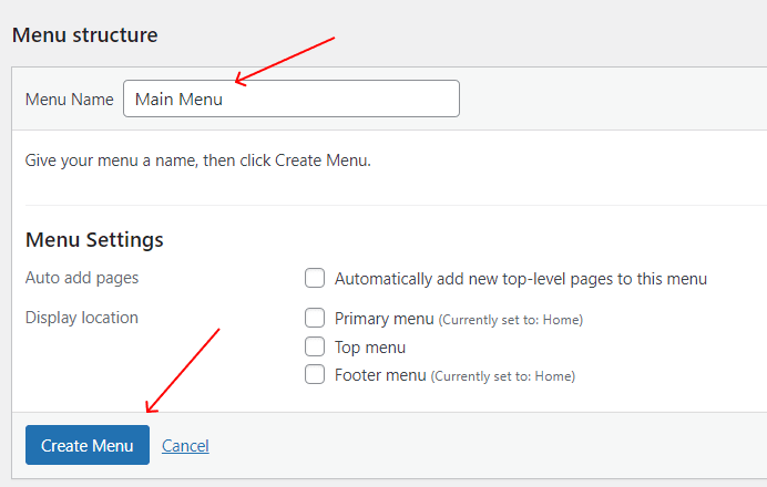 how to create a navigation menu in wordpress menu structure