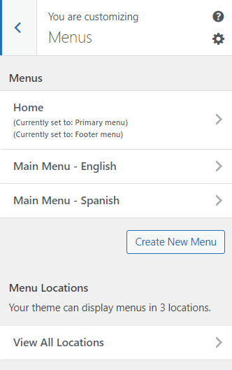 wordpress customizer site menus