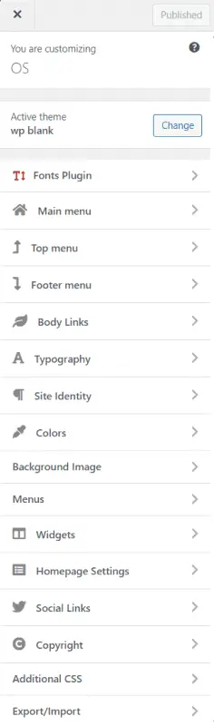 wordpress customizer all changes