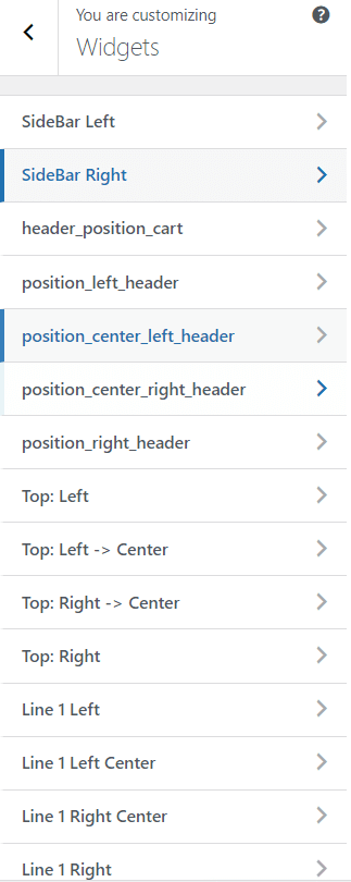 wordpress customizer site widgets