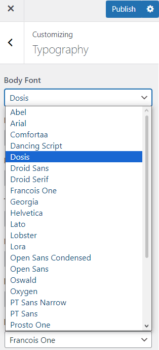 customizing wordPress theme fonts and colors change font