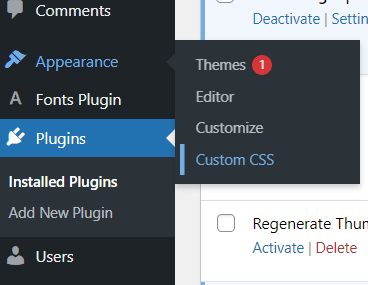 customizing wordPress theme fonts and colors custom css