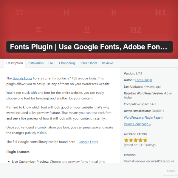 customizing wordPress theme fonts and colors font plugin