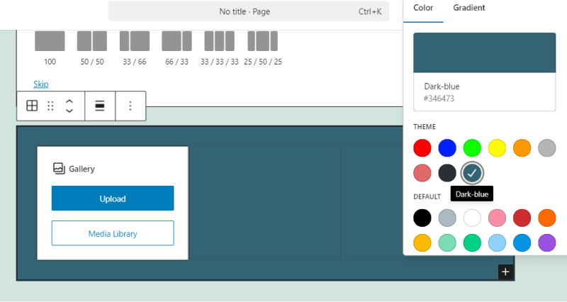 wordpress customizing page layout choose bg for block