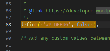 wordpress debugging config change