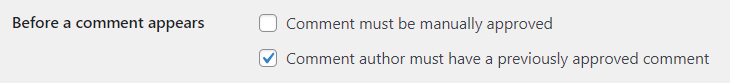 wordpress general settings before comment