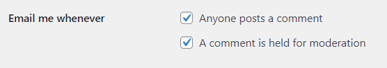 wordpress general settings email me whenever