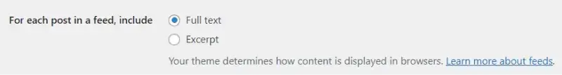wordpress general settings full text posts