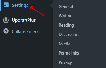 wordpress general settings go to settings