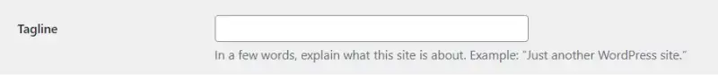 wordpress general settings tagline