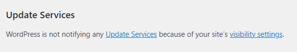 wordpress general settings update services