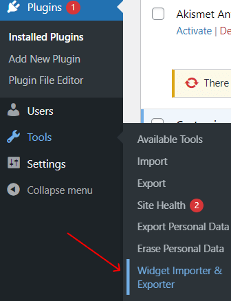 import export wordpress settings widget importer tool