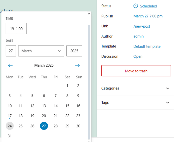 how to schedule blog posts change date