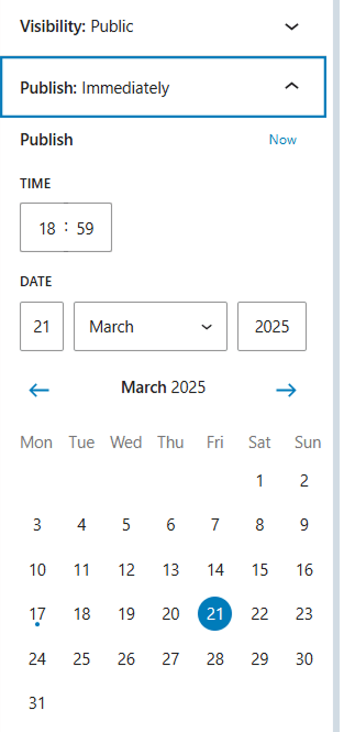 how to schedule blog posts choose date
