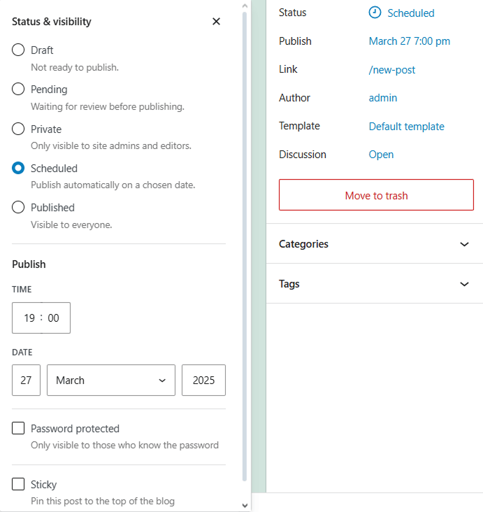 how to schedule blog posts schedule settings